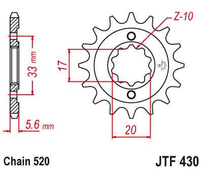 JT Sprockets Front Steel Countershaft Sprocket 13 Tooth 13T 520 Chain JTF430.13