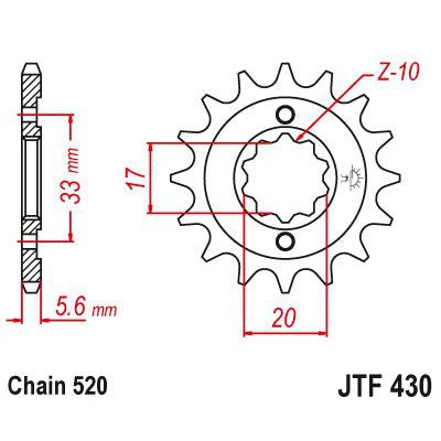 JT Sprockets Front Steel Sprocket 14 Tooth 14T 520 Chain JTF430.14