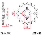 JT Sprockets Front Steel Countershaft Sprocket 11 Tooth 11T 520 Chain JTF431.11