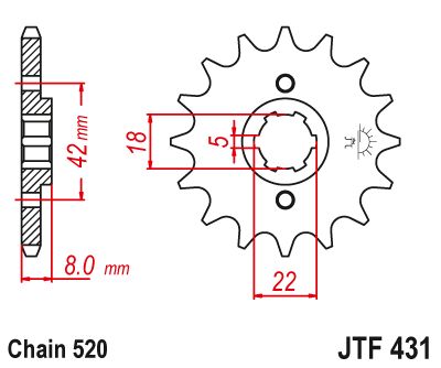 JT Sprockets Front Steel Countershaft Sprocket 11 Tooth 11T 520 Chain JTF431.11