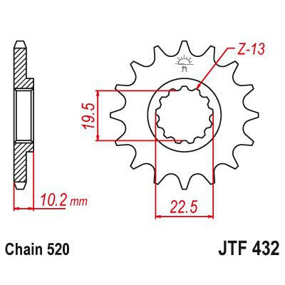 JT Sprockets Front Steel Countershaft Sprocket 12 Tooth 12T 520 Chain JTF432.12