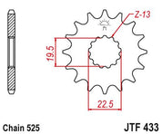JT Sprockets Front Steel Sprocket 14 Tooth 14T 525 Chain For Suzuki GSX400 F-J,K,AK,L 1988-1990 JTF433.14