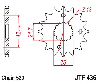 JT Sprockets Front Steel Countershaft Sprocket 13 Tooth 13T 520 Chain JTF436.13