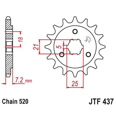 JT Sprockets Front Steel Countershaft Sprocket 15 Tooth 15T 520 Chain JTF437.15