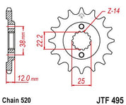 JT Sprockets Front Steel Sprocket 15 Tooth 15T 520 Chain JTF495.15