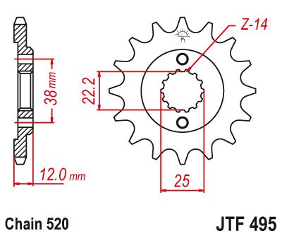 JT Sprockets Front Steel Sprocket 15 Tooth 15T 520 Chain JTF495.15