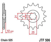 JT Sprockets Front Steel Sprocket 14 Tooth 14T 525 Chain For Kawasaki KH250 A5,A6 1976-1977 JTF506.14