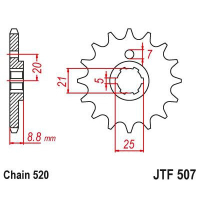 JT Sprockets Front Steel Countershaft Sprocket 14 Tooth 14T 520 Chain JTF507.14