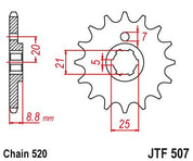 JT Sprockets Front Steel Countershaft Sprocket 13 Tooth 13T 520 Chain For Kawasaki KLT200A4A Duckster B1,C1,C2 1983-1984 JTF507.13