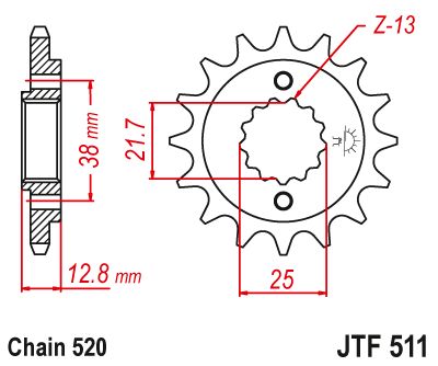 JT Sprockets Front OEM Type Rubber Cushioned Sprocket 15 Tooth 15T 520 Chain