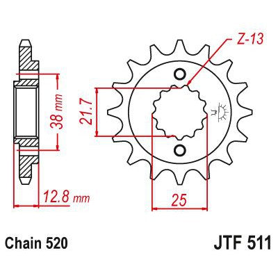JT Sprockets Front Steel Countershaft Sprocket 14 Tooth 14T 520 Chain JTF511.14