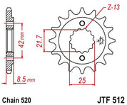 JT Sprockets Front Steel Countershaft Sprocket 13 Tooth 13T 520 Chain JTF512.13