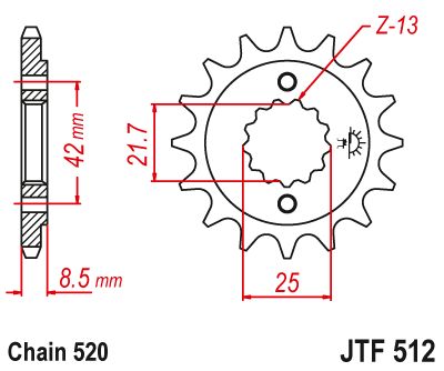 JT Sprockets Front Steel Countershaft Sprocket 13 Tooth 13T 520 Chain JTF512.13