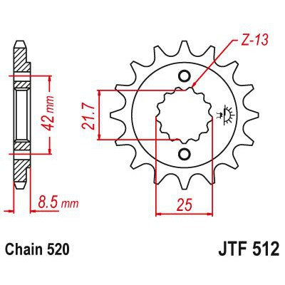JT Sprockets Front Steel Countershaft Sprocket 16 Tooth 16T 520 Chain JTF512.16