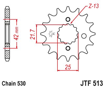 JT Sprockets Front Steel Countershaft Sprocket 14 Tooth 14T 530 Chain JTF513.14