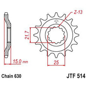 JT Sprockets Front Steel Sprocket 15 Tooth 15T 630 Chain JTF514.15