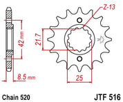 JT Sprockets Front Steel Countershaft Sprocket 13 Tooth 13T 520 Chain JTF516.13