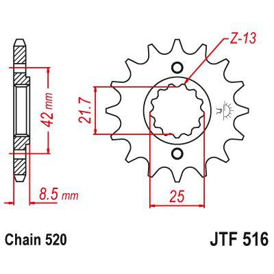 JT Sprockets Front Steel Countershaft Sprocket 15 Tooth 15T 520 Chain JTF516.15