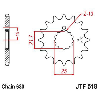 JT Sprockets Front Steel Countershaft Sprocket 15 Tooth 15T 630 Chain JTF518.15