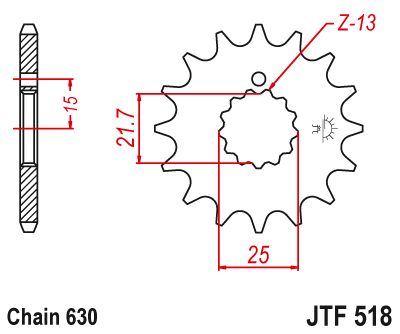 JT Sprockets Front Steel Countershaft Sprocket 15 Tooth 15T 630 Chain For Suzuki GSX750 LT,LX,T,ET,EX,EZ,SZ 1979-1982 JTF518.15