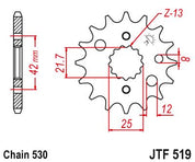 JT Sprockets Front Steel Countershaft Sprocket 16 Tooth 16T 530 Chain JTF519.16