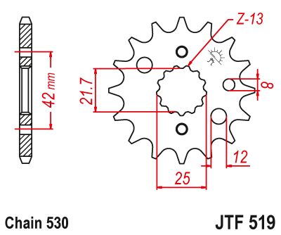 JT Sprockets Front Steel Countershaft Sprocket 16 Tooth 16T 530 Chain JTF519.16