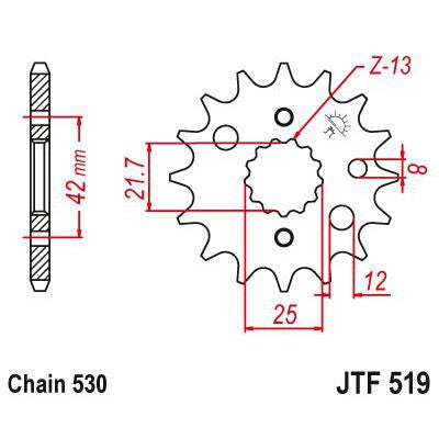 JT Sprockets Front Steel Countershaft Sprocket 17 Tooth 17T 530 Chain JTF519.17