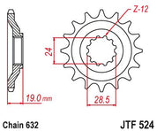 JT Sprockets Front Steel Sprocket 15 Tooth 15T 632 Chain JTF524.15