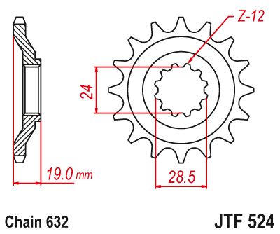 JT Sprockets Front Steel Sprocket 15 Tooth 15T 632 Chain JTF524.15