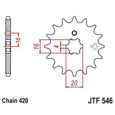 JT Sprockets Front Steel Sprocket 16 Tooth 16T 420 Chain JTF546.16