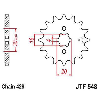 JT Sprockets Front Steel Countershaft Sprocket 13 Tooth 13T 428 Chain JTF548.13