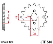 JT Sprockets Front Steel Countershaft Sprocket 13 Tooth 13T 428 Chain For Yamaha SR125 1982-1997 JTF548.13