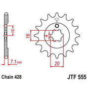 JT Sprockets Front Steel Countershaft Sprocket 14 Tooth 14T 428 Chain JTF555.14