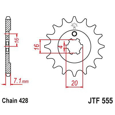 JT Sprockets Front Steel Countershaft Sprocket 14 Tooth 14T 428 Chain JTF555.14