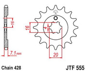 JT Sprockets Front Steel Countershaft Sprocket 14 Tooth 14T 428 Chain For Kawasaki KX80 W3 2000 JTF555.14