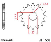 JT Sprockets Front Steel Countershaft Sprocket 14 Tooth 14T 428 Chain For Yamaha YZ85 Large Wheel 2002-18 JTF558.14