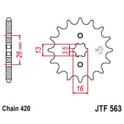 JT Sprockets Front Steel Countershaft Sprocket 13 Tooth 13T 420 Chain JTF563.13