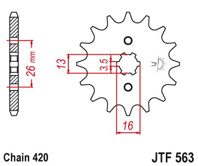 JT Sprockets Front Steel Countershaft Sprocket 13 Tooth 13T 420 Chain JTF563.13