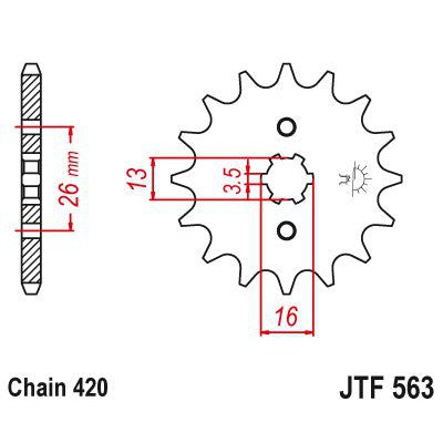 JT Sprockets Front Steel Countershaft Sprocket 13 Tooth 13T 420 Chain JTF563.13