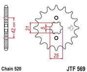 JT Sprockets Front Steel Countershaft Sprocket 17 Tooth 17T 520 Chain For Yamaha RZ350 F/N 1986-1988 JTF569.17