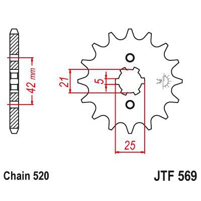 JT Sprockets Front Steel Countershaft Sprocket 13 Tooth 13T 520 Chain JTF569.13