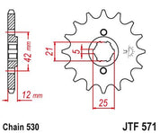 JT Sprockets Front Steel Sprocket 15 Tooth 15T 530 Chain For Yamaha XS250 RK,SK 1982 JTF571.15