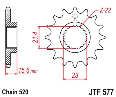 JT Sprockets Front Steel Countershaft Sprocket 15 Tooth 15T 520 Chain For Yamaha TT600 R 1998-2003 JTF577.15