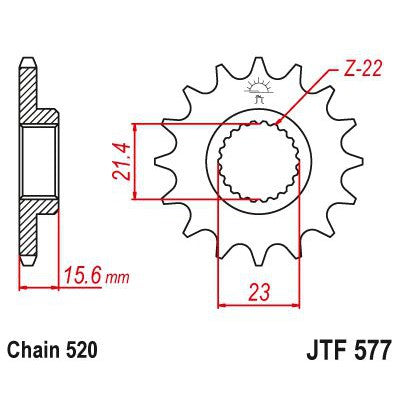 JT Sprockets Front Steel Sprocket 14 Tooth 14T 520 Chain JTF577.14