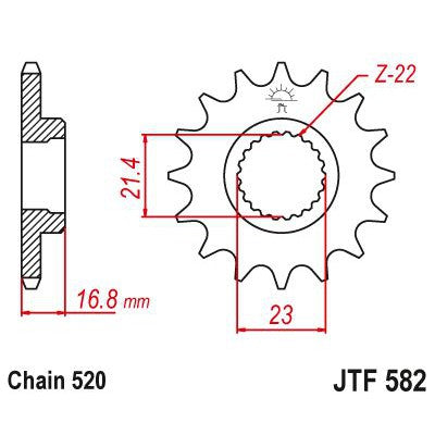 JT Sprockets Front Steel Countershaft Sprocket 16 Tooth 16T 520 Chain JTF582.16