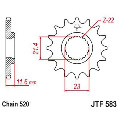 JT Sprockets Front Steel Sprocket 14 Tooth 14T 520 Chain JTF583.14