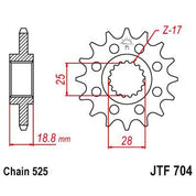 JT Sprockets Front Steel Countershaft Sprocket 15 Tooth 15T 525 Chain JTF704.15