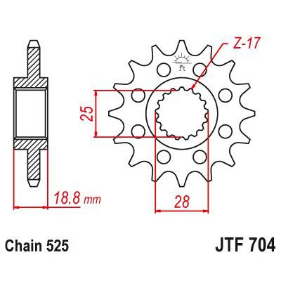 JT Sprockets Front Steel Countershaft Sprocket 15 Tooth 15T 525 Chain JTF704.15