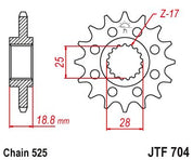 JT Sprockets Front Steel Countershaft Sprocket 17 Tooth 17T 525 Chain For Husqvarna Nuda 900R 2012 JTF704.17