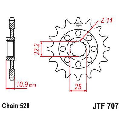 JT Sprockets Front Steel Sprocket 15 Tooth 15T 520 Chain JTF707.15